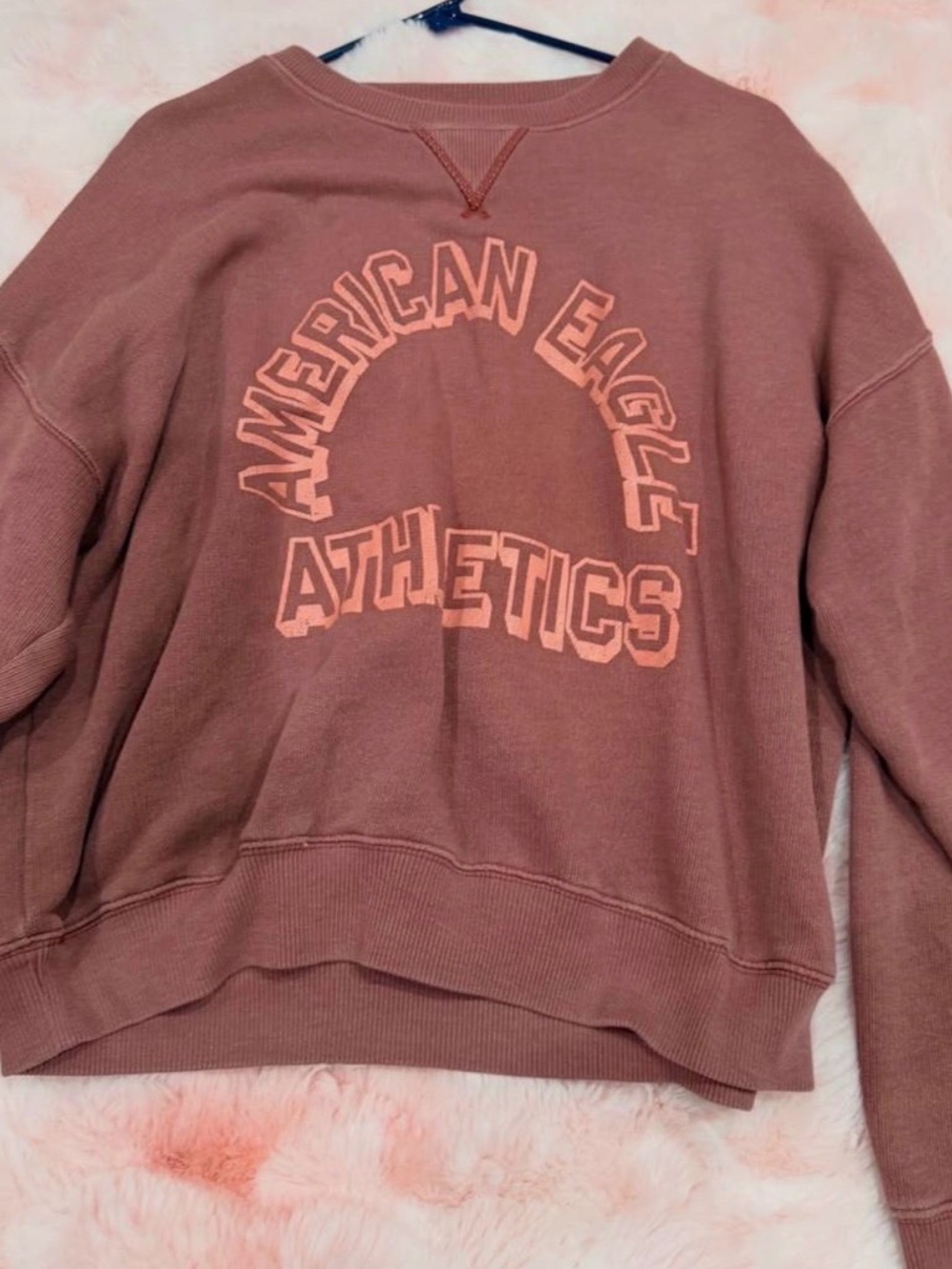 American Eagle Outfitters Mauve Crewneck Sweatshirt with Pink Graphic